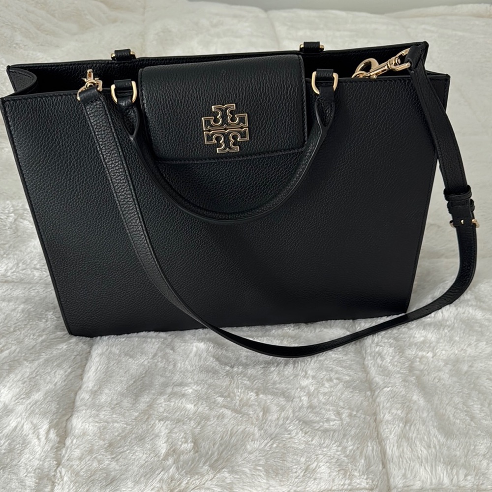 Tory Burch Black Leather Tote Bag